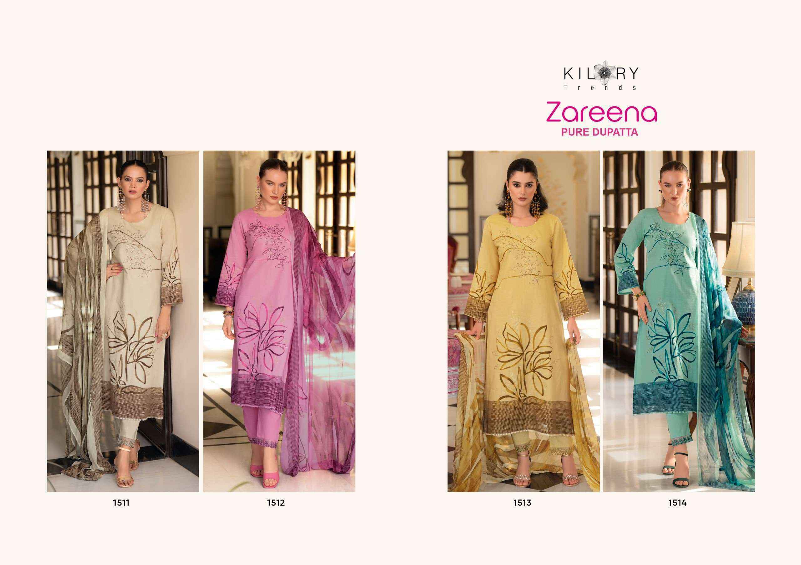 Kilory Trends Zareena Linene Cotton Dress Material 4 pcs Catalogue
