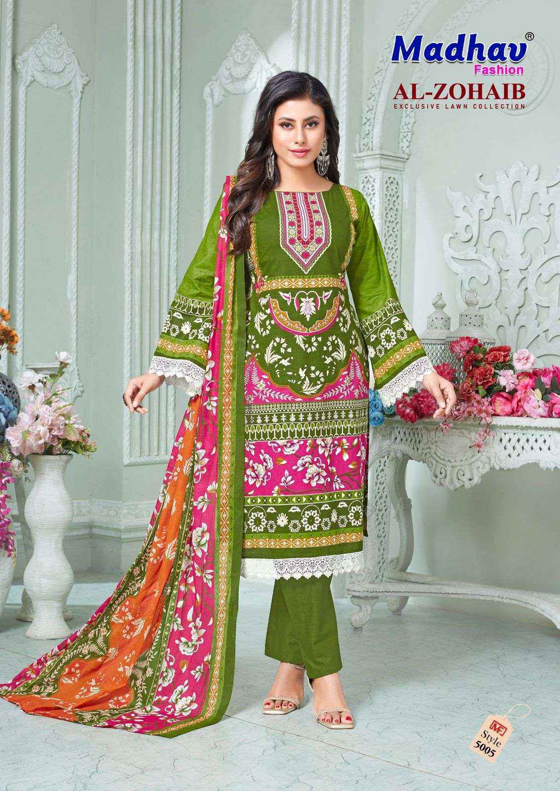 Madhav Fashion Al Zohaib Vol-5 Lawn Cotton Dress Material (6 pcs Catalogue)