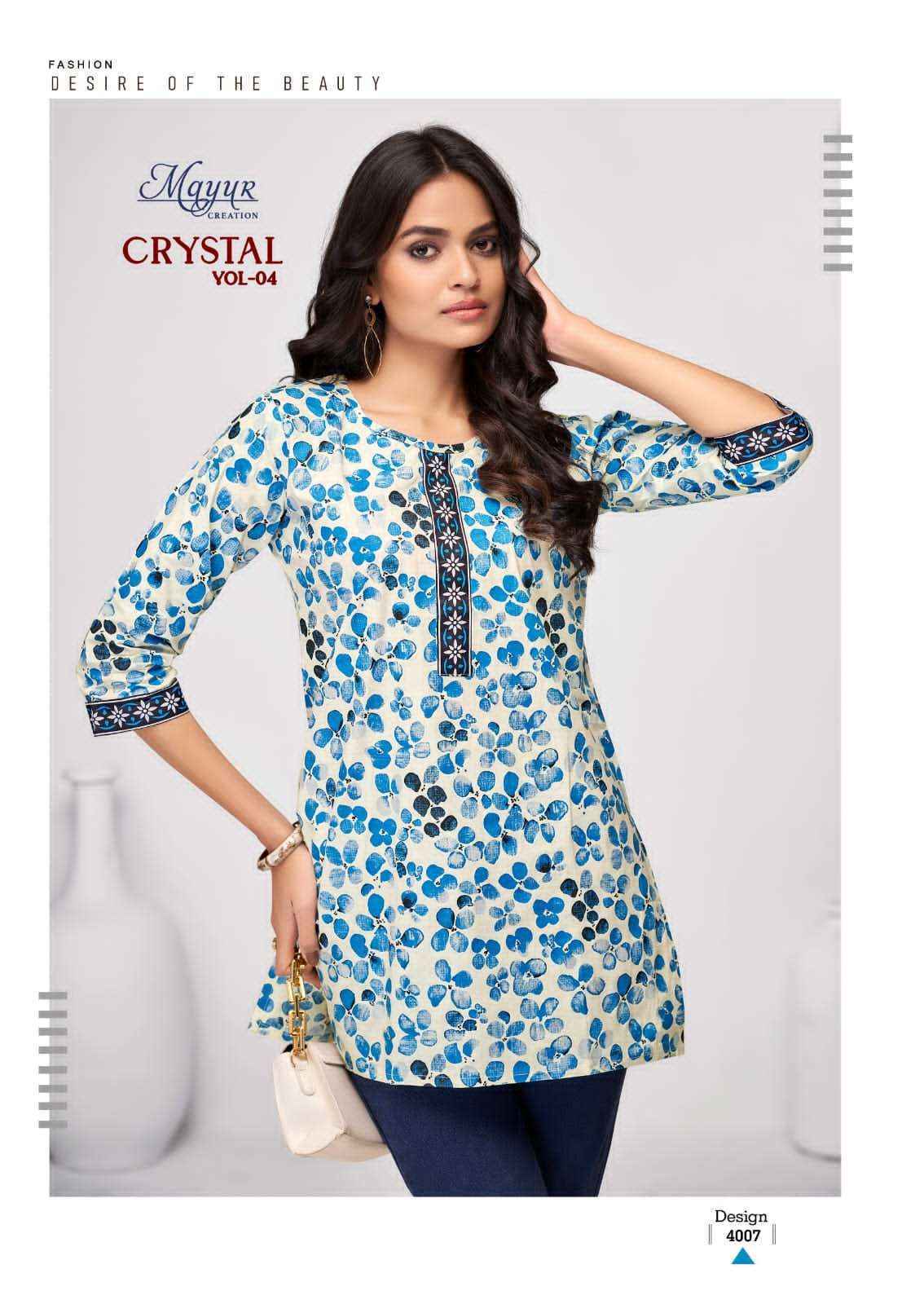 Mayur Creation Crystal Vol 4 Cotton Kurti 12 pcs Catalogue
