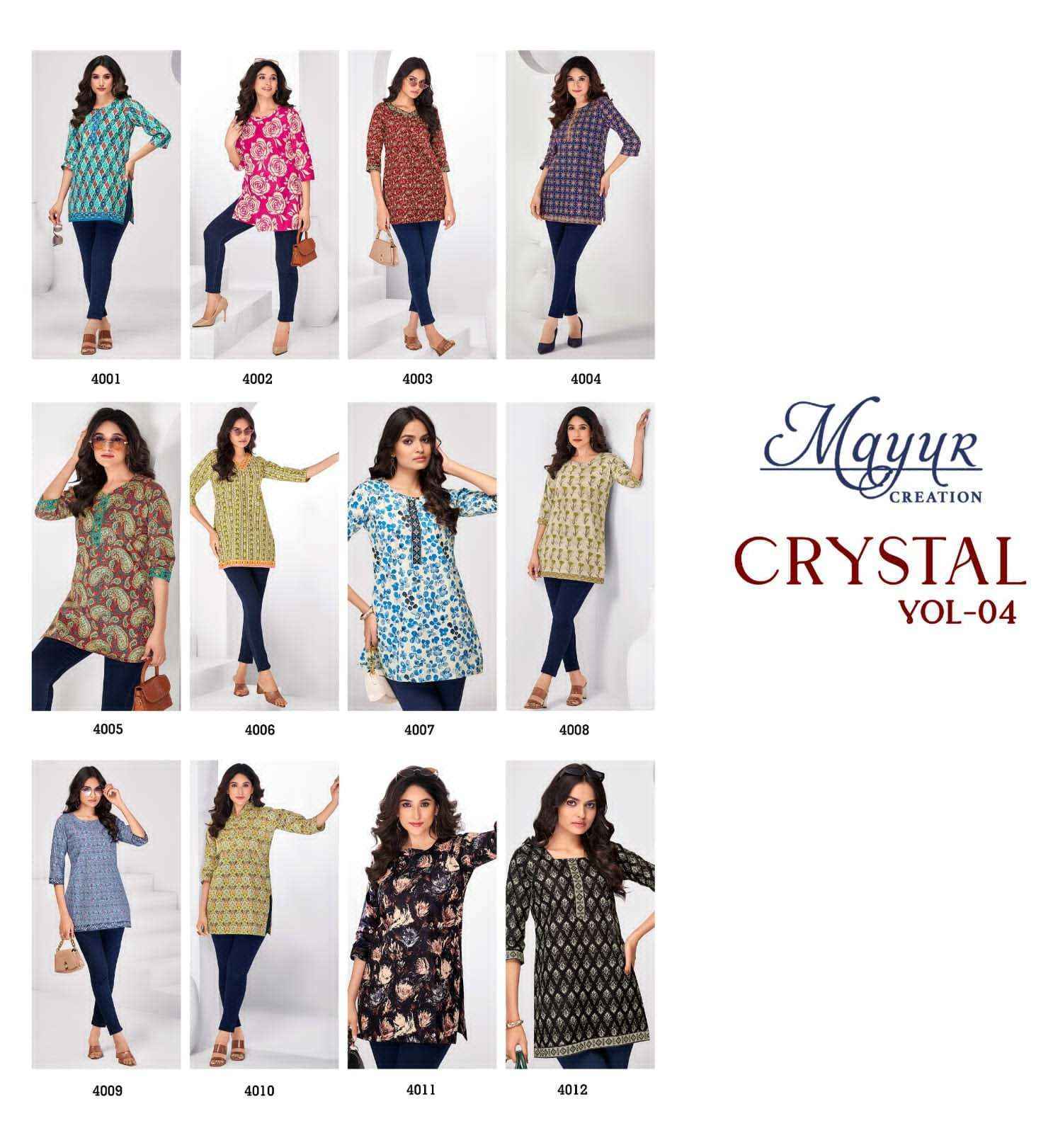 Mayur Creation Crystal Vol 4 Cotton Kurti 12 pcs Catalogue