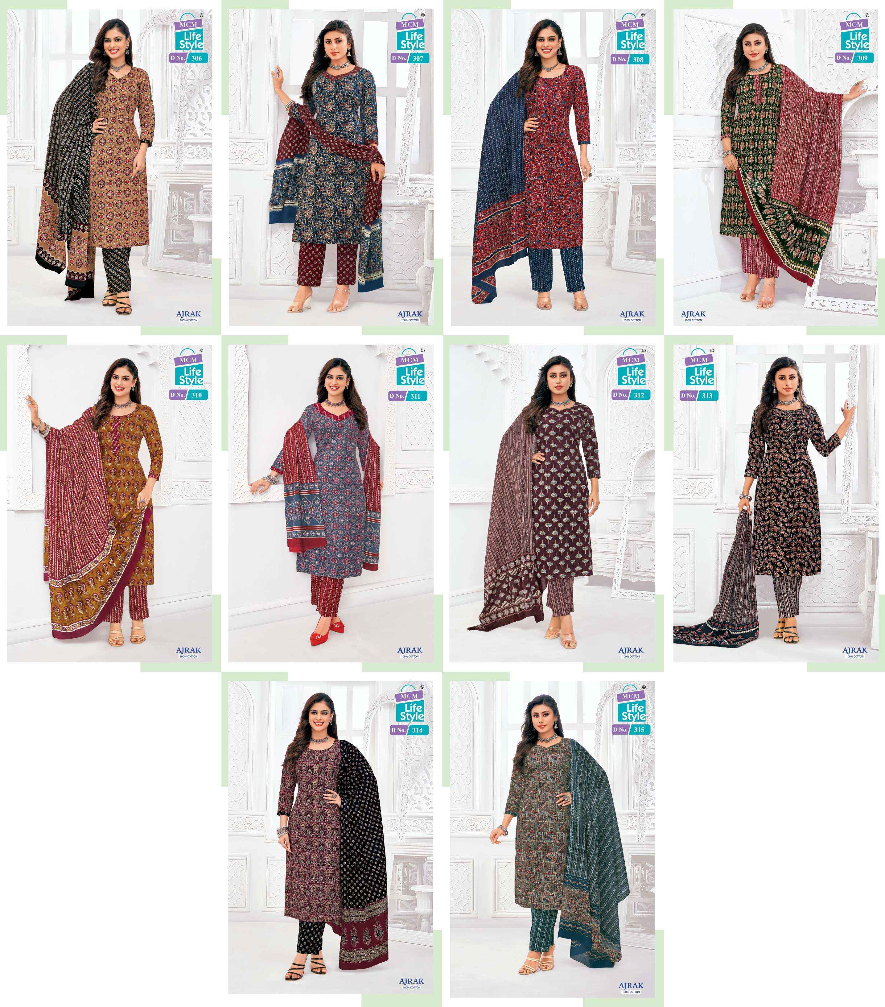 MCM Lifestyle Ajrak Vol-3 Cotton Dress Material (10 pcs Catalogue)