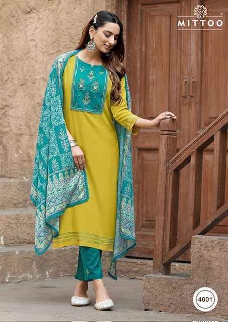 Mittoo Chand Viscouse Rayon Readymade Suit (6 pcs Catalogue)