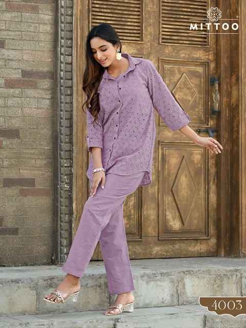 Mittoo Veena Cotton Co ord Set 4 pcs Catalogue