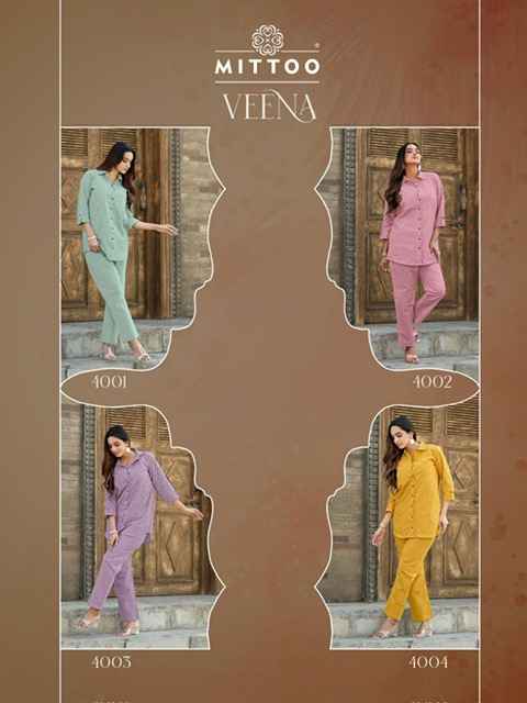 Mittoo Veena Cotton Co ord Set 4 pcs Catalogue