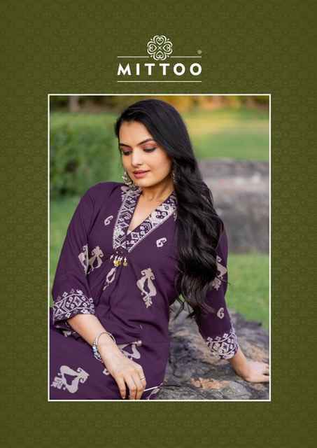 Mittoo Vitara Rayon Kurti With Bottom 5 pcs Catalogue