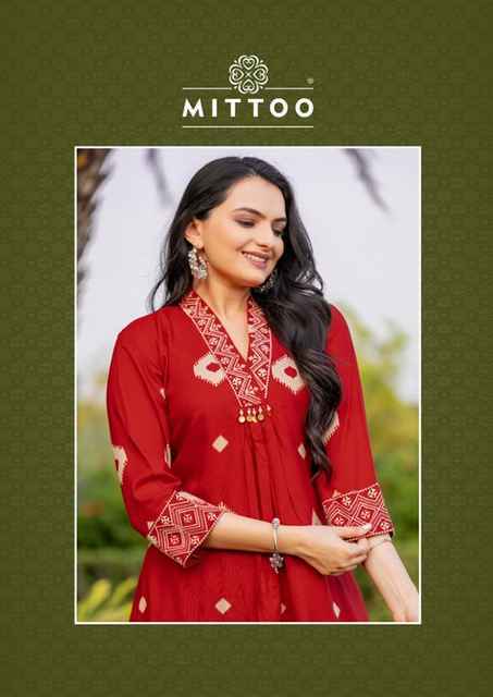 Mittoo Vitara Rayon Kurti With Bottom 5 pcs Catalogue