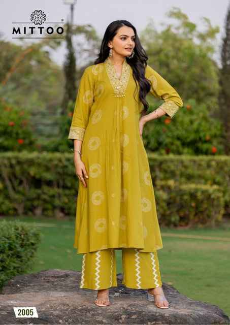 Mittoo Vitara Rayon Kurti With Bottom 5 pcs Catalogue
