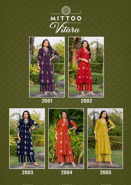 Mittoo Vitara Rayon Kurti With Bottom 5 pcs Catalogue