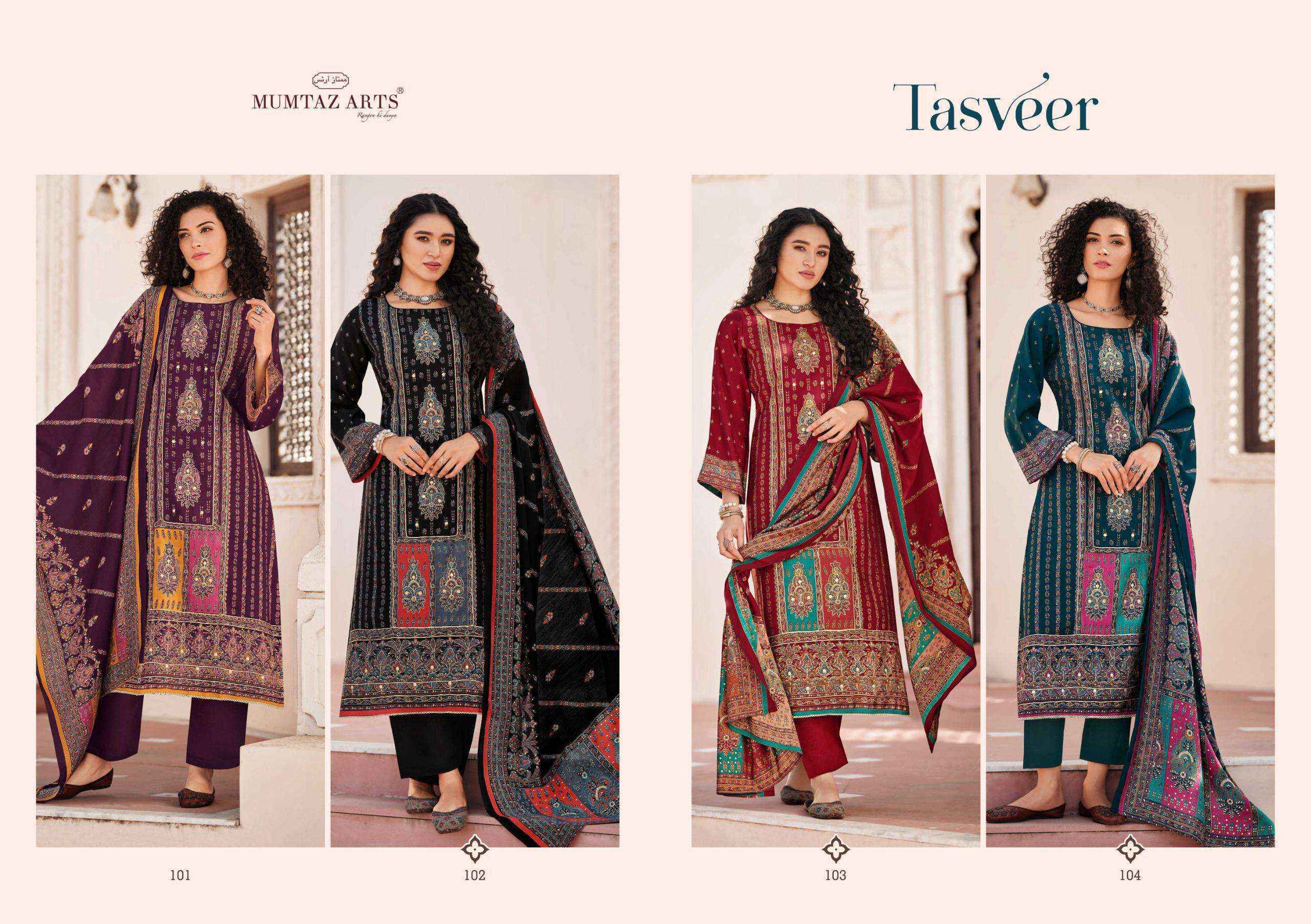 Mumtaz Arts Tasveer Viscose Muslin Dress Material (4 pcs Catalogue)