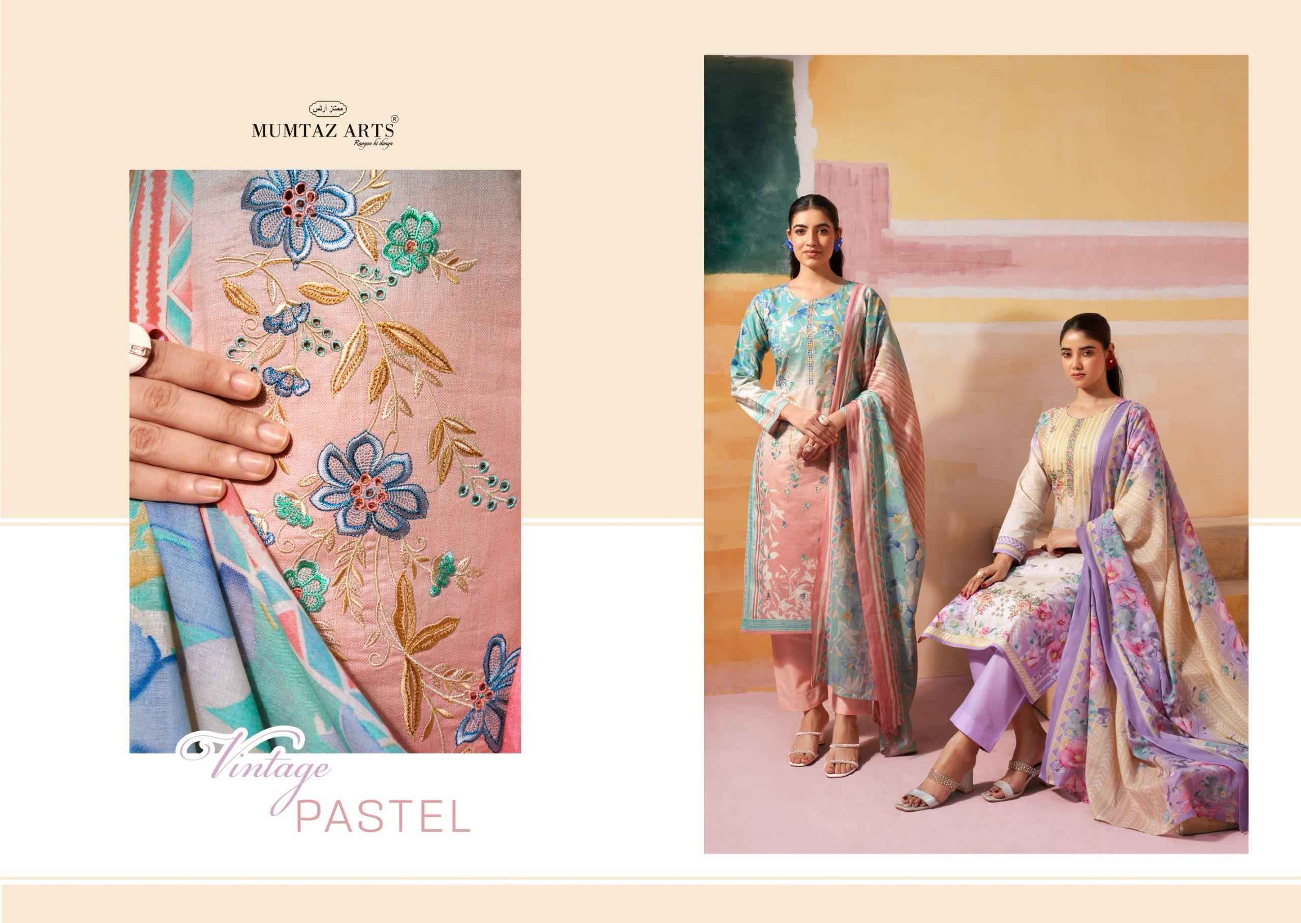 Mumtaz Arts Vintage Pastel Camric Dress Material 6 pcs Catalogue