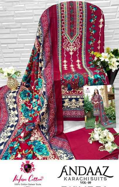 Nafisa Cotton Andaaz Karachi Suits Vol 9 Cotton Dress Material 6 pcs Catalogue