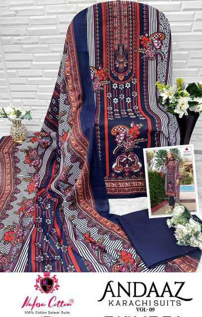 Nafisa Cotton Andaaz Karachi Suits Vol 9 Cotton Dress Material 6 pcs Catalogue