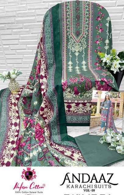 Nafisa Cotton Andaaz Karachi Suits Vol 9 Cotton Dress Material 6 pcs Catalogue