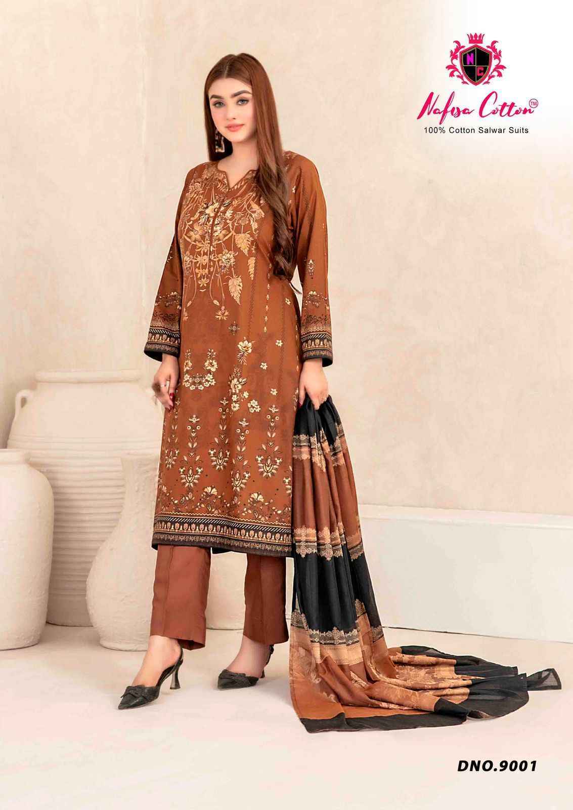 Nafisa Cotton Mahera Karachi Suits Vol 9 Cotton Dress Material 6 pcs Catalogue