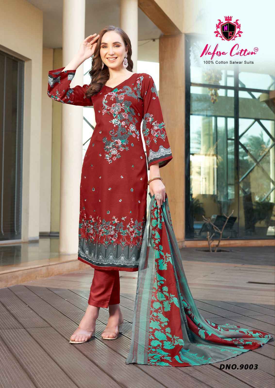 Nafisa Cotton Mahera Karachi Suits Vol 9 Cotton Dress Material 6 pcs Catalogue