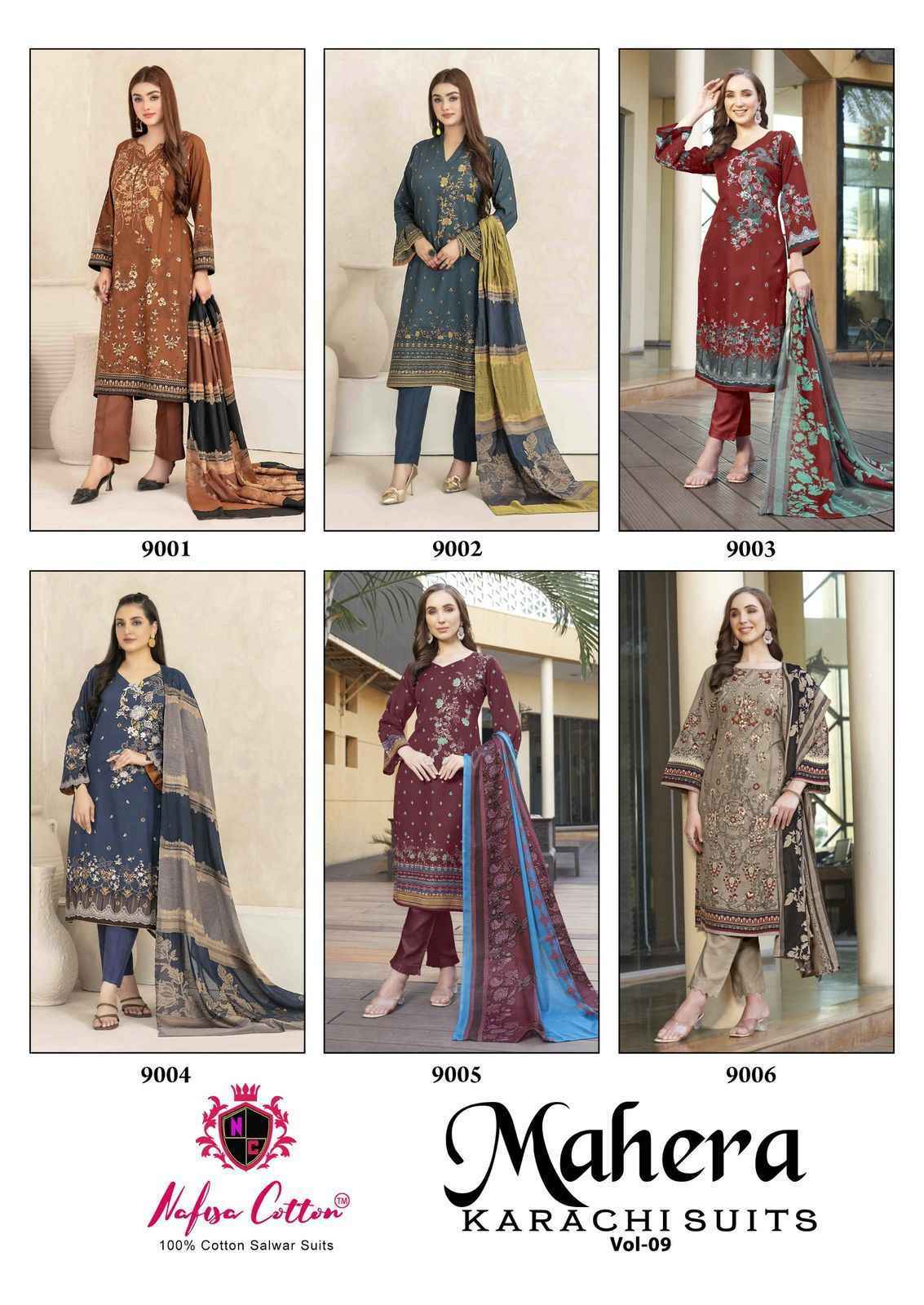 Nafisa Cotton Mahera Karachi Suits Vol 9 Cotton Dress Material 6 pcs Catalogue