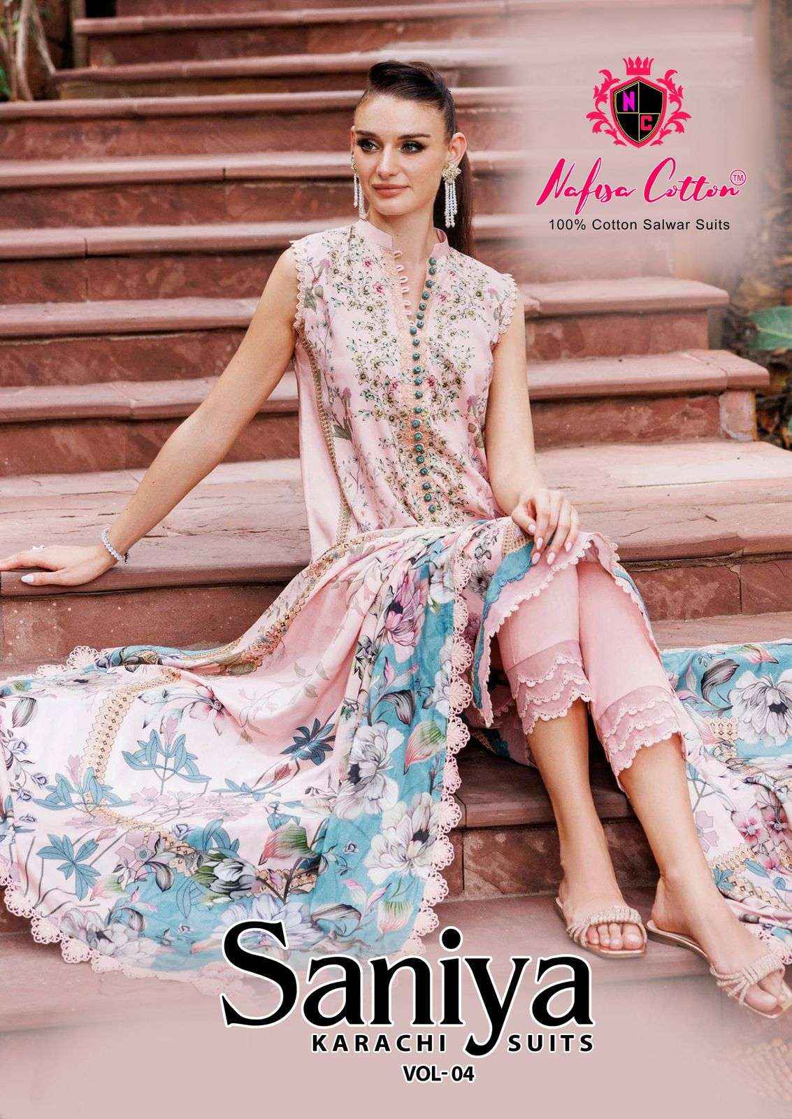Nafisa Cotton Saniya Karachi Suits Vol-4 Cotton Dress Material (6 pcs Catalogue)