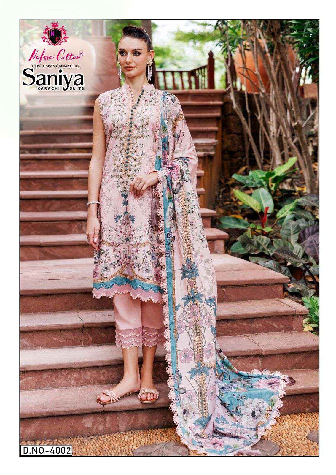 Nafisa Cotton Saniya Karachi Suits Vol-4 Cotton Dress Material (6 pcs Catalogue)