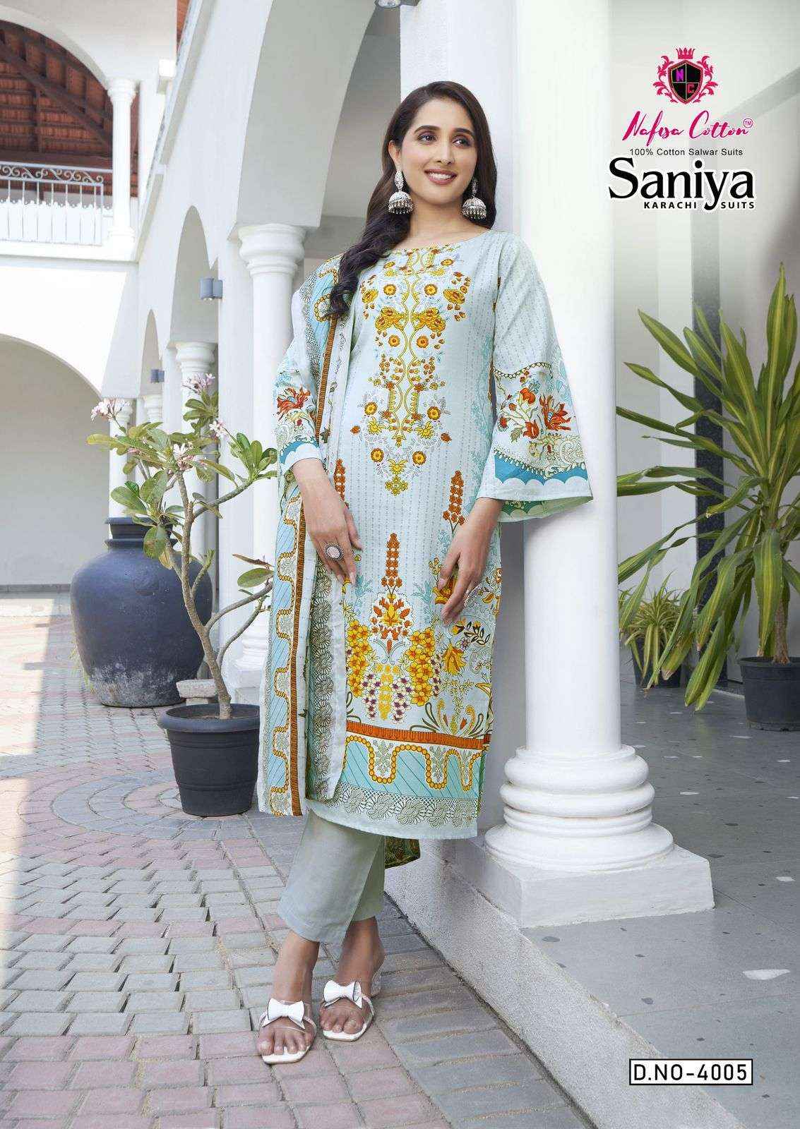 Nafisa Cotton Saniya Karachi Suits Vol-4 Cotton Dress Material (6 pcs Catalogue)