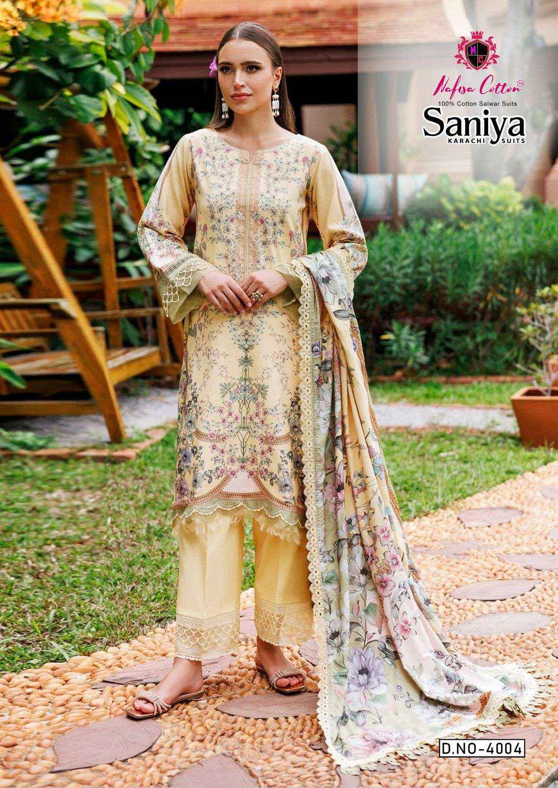 Nafisa Cotton Saniya Karachi Suits Vol-4 Cotton Dress Material (6 pcs Catalogue)