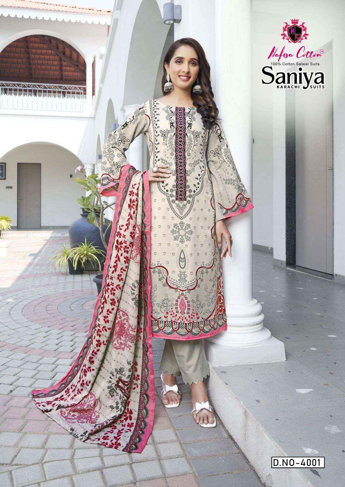 Nafisa Cotton Saniya Karachi Suits Vol-4 Cotton Dress Material (6 pcs Catalogue)