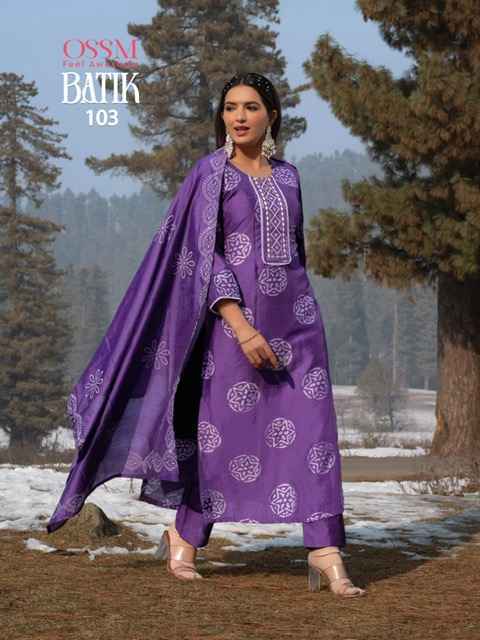 Ossm Batik Vol-4 Chanderi Batik Readymade Suit (6 pcs Catalogue