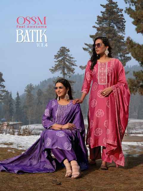 Ossm Batik Vol-4 Chanderi Batik Readymade Suit (6 pcs Catalogue