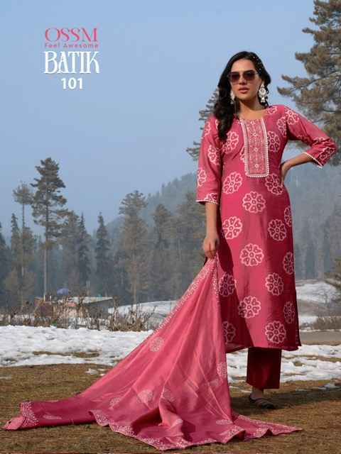 Ossm Batik Vol-4 Chanderi Batik Readymade Suit (6 pcs Catalogue