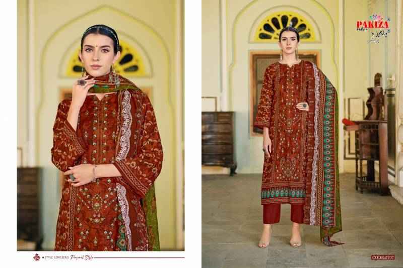 Pakiza Prints Khusboo Vol-57 Lawn Dress Material (10 pcs Catalogue)