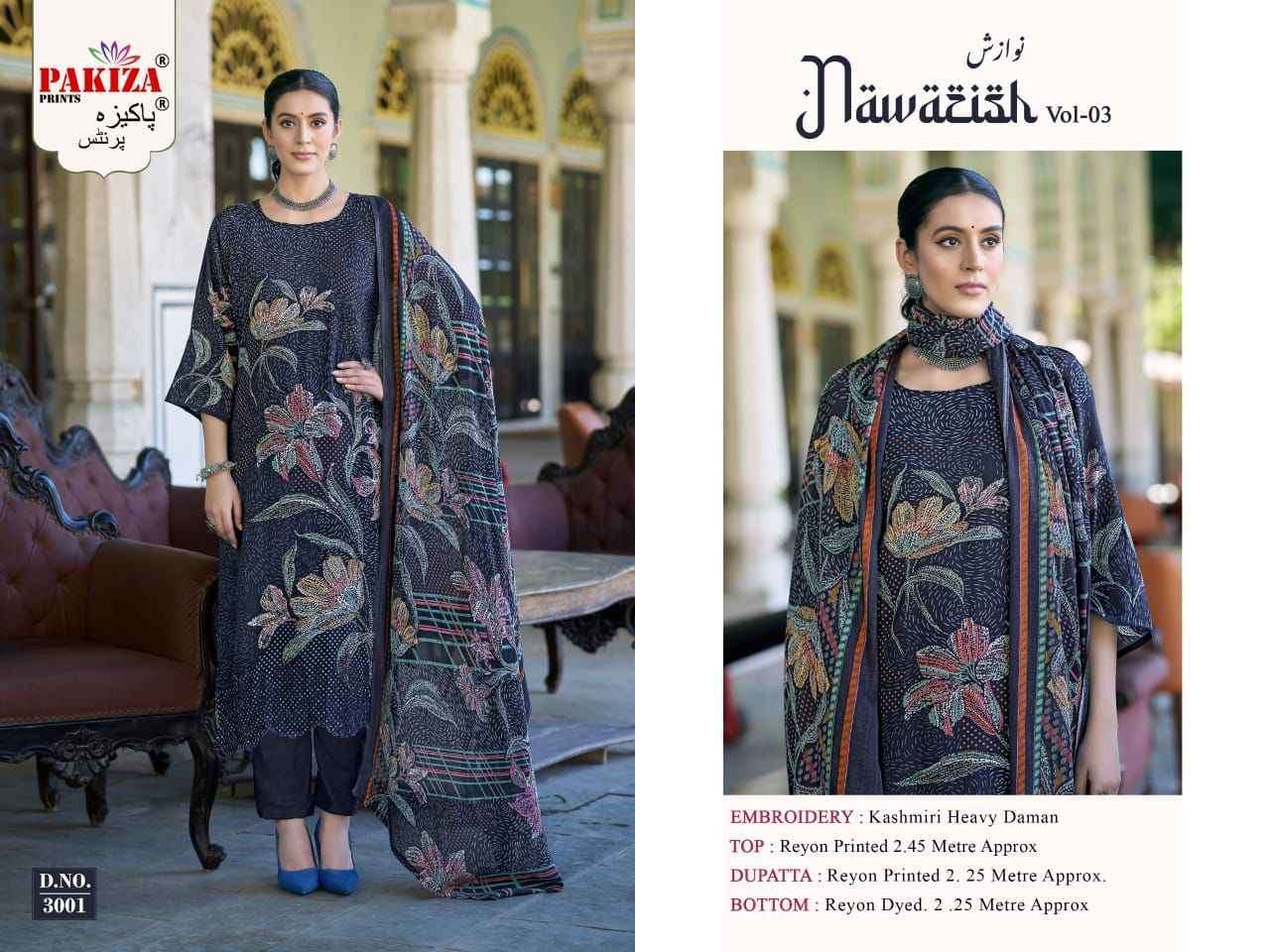Pakiza Prints Nawazish Vol-3 Rayon Dress Material (4 pcs Catalogue)