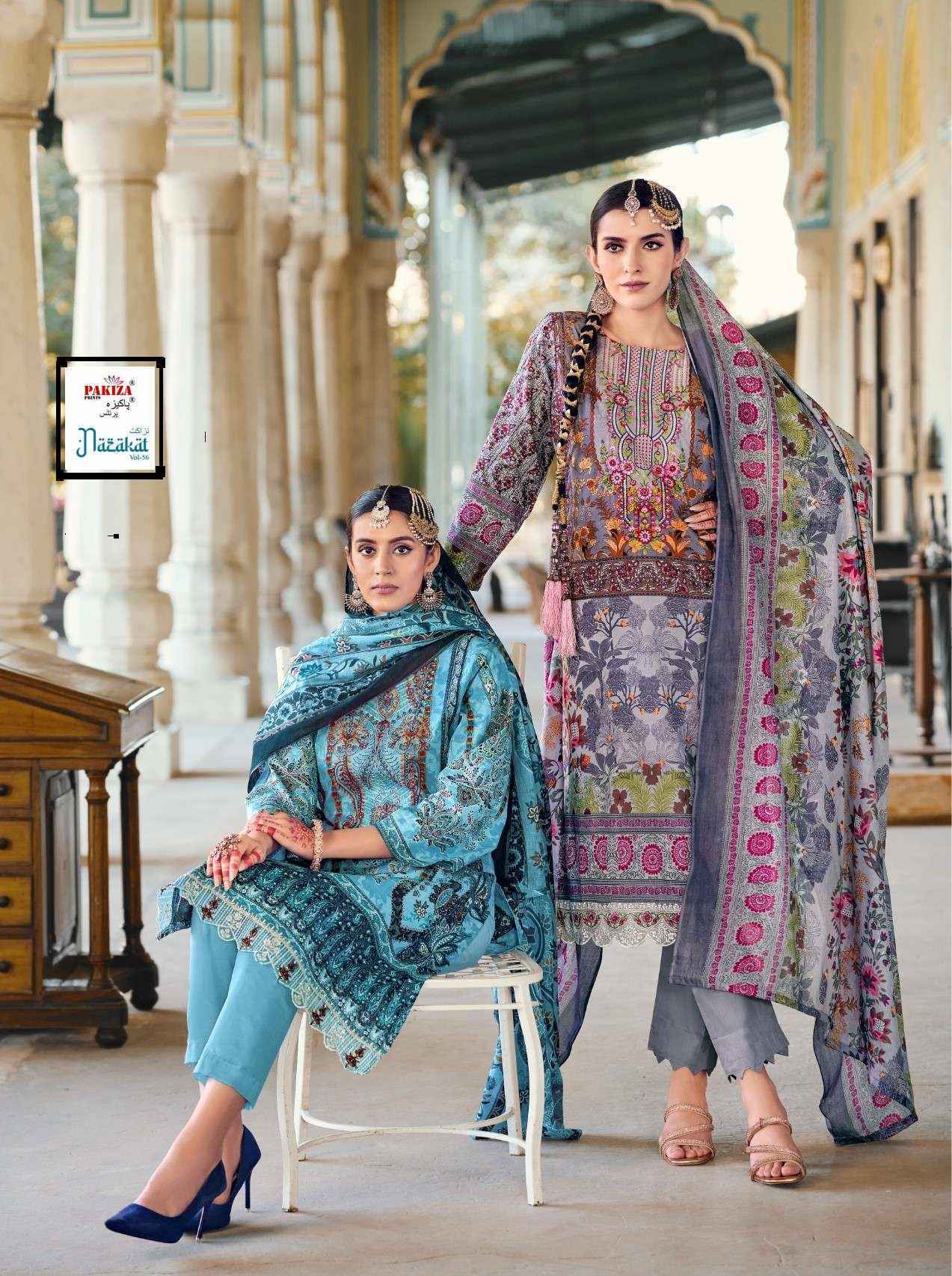 Pakiza Prints Nazakat Vol-56 Lawn Dress Material (10 pcs Catalogue)