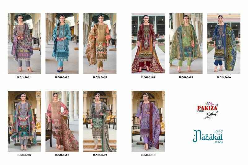 Pakiza Prints Nazakat Vol-56 Lawn Dress Material (10 pcs Catalogue)