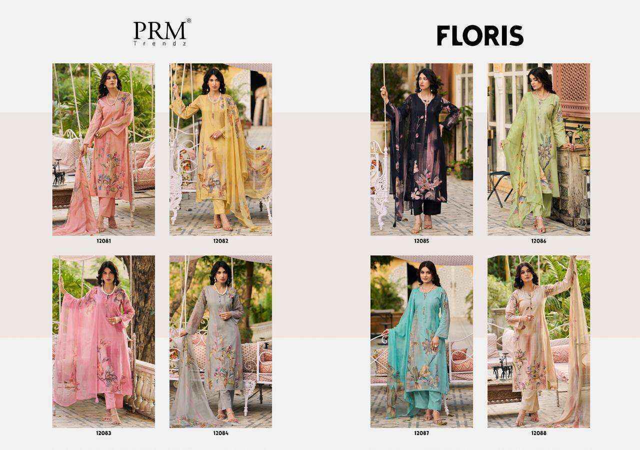 PRM Trendz Floris Lawn Cotton Dress Material 8 pcs Catalogue