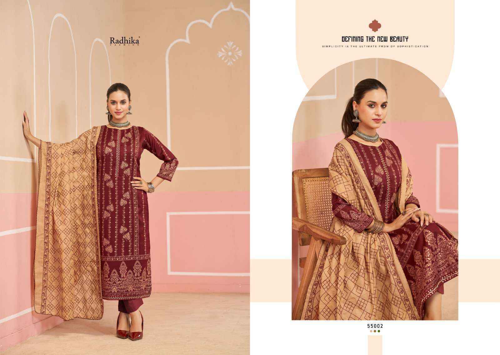 Radhika Fashion Azara Black Cherry Cotton Dress Material (4 pcs Catalogue)