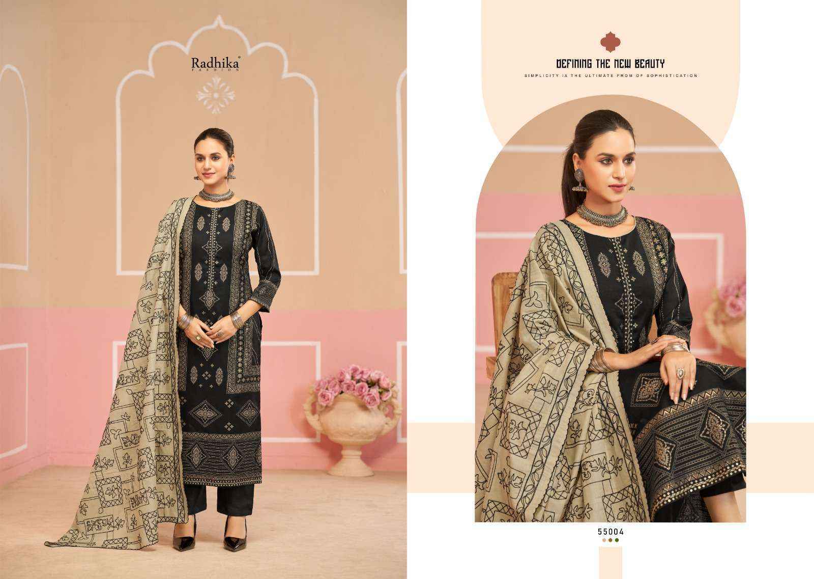 Radhika Fashion Azara Black Cherry Cotton Dress Material (4 pcs Catalogue)