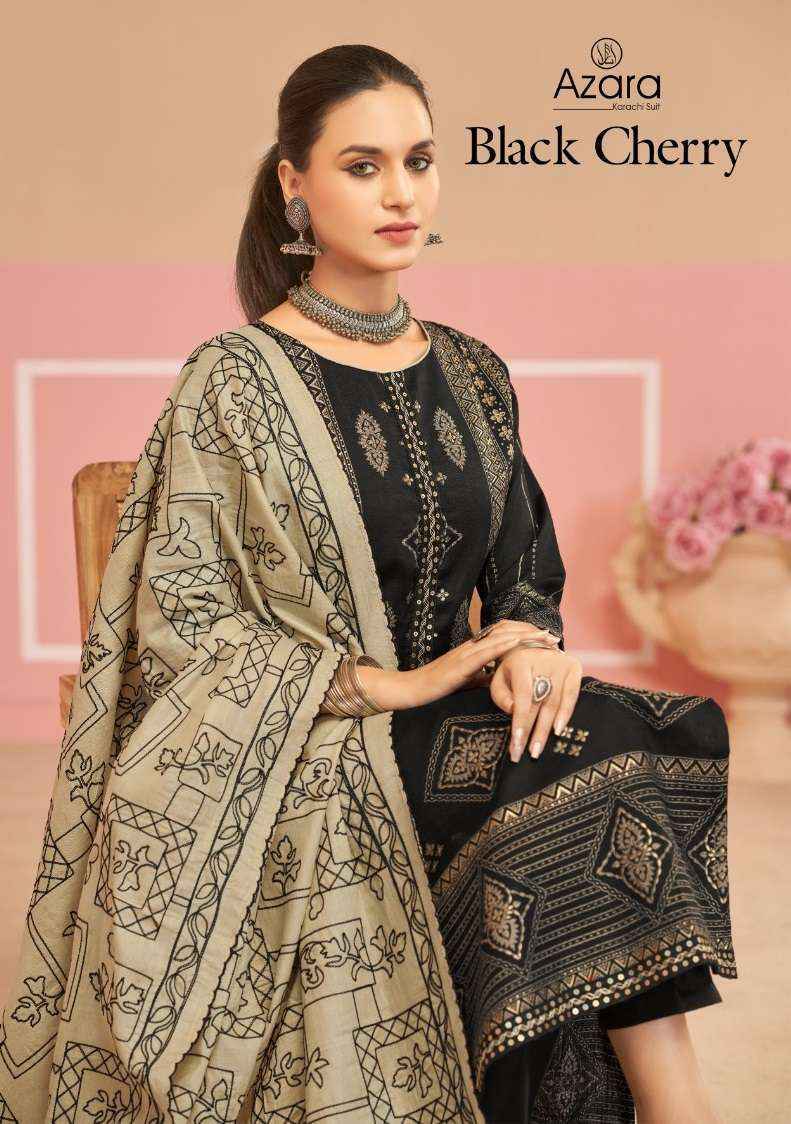 Radhika Fashion Azara Black Cherry Cotton Dress Material (4 pcs Catalogue)