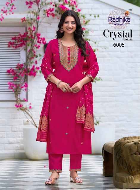 Radhika Lifestyle Crystal Vol-6 Roman Silk Readymade Suit (6 pcs Catalogue)