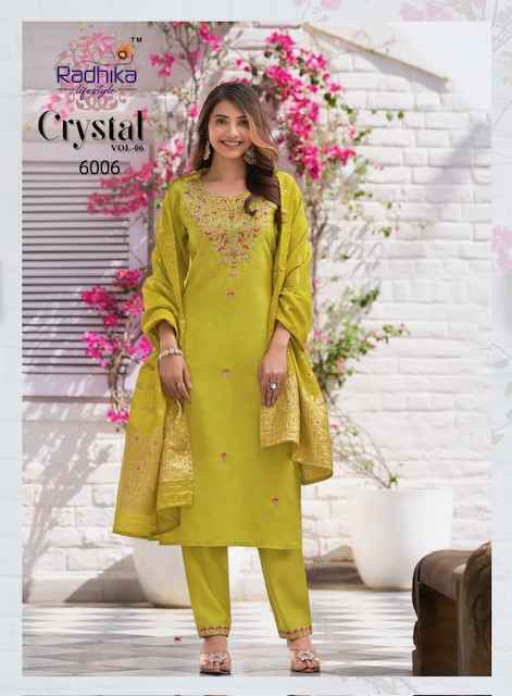 Radhika Lifestyle Crystal Vol-6 Roman Silk Readymade Suit (6 pcs Catalogue)