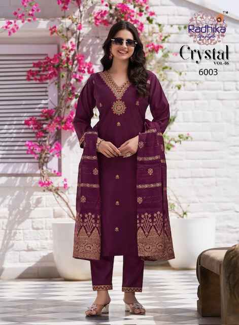 Radhika Lifestyle Crystal Vol-6 Roman Silk Readymade Suit (6 pcs Catalogue)