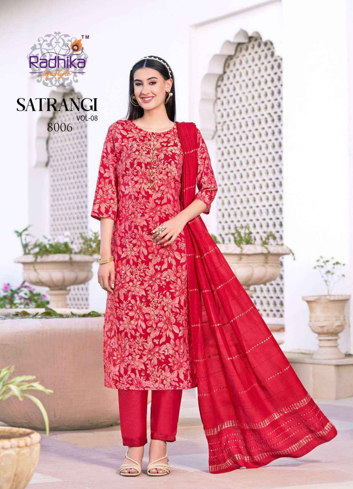 Radhika Lifestyle Satrangi Vol 8 Chanderi Kurti Combo 6 pcs Catalogue