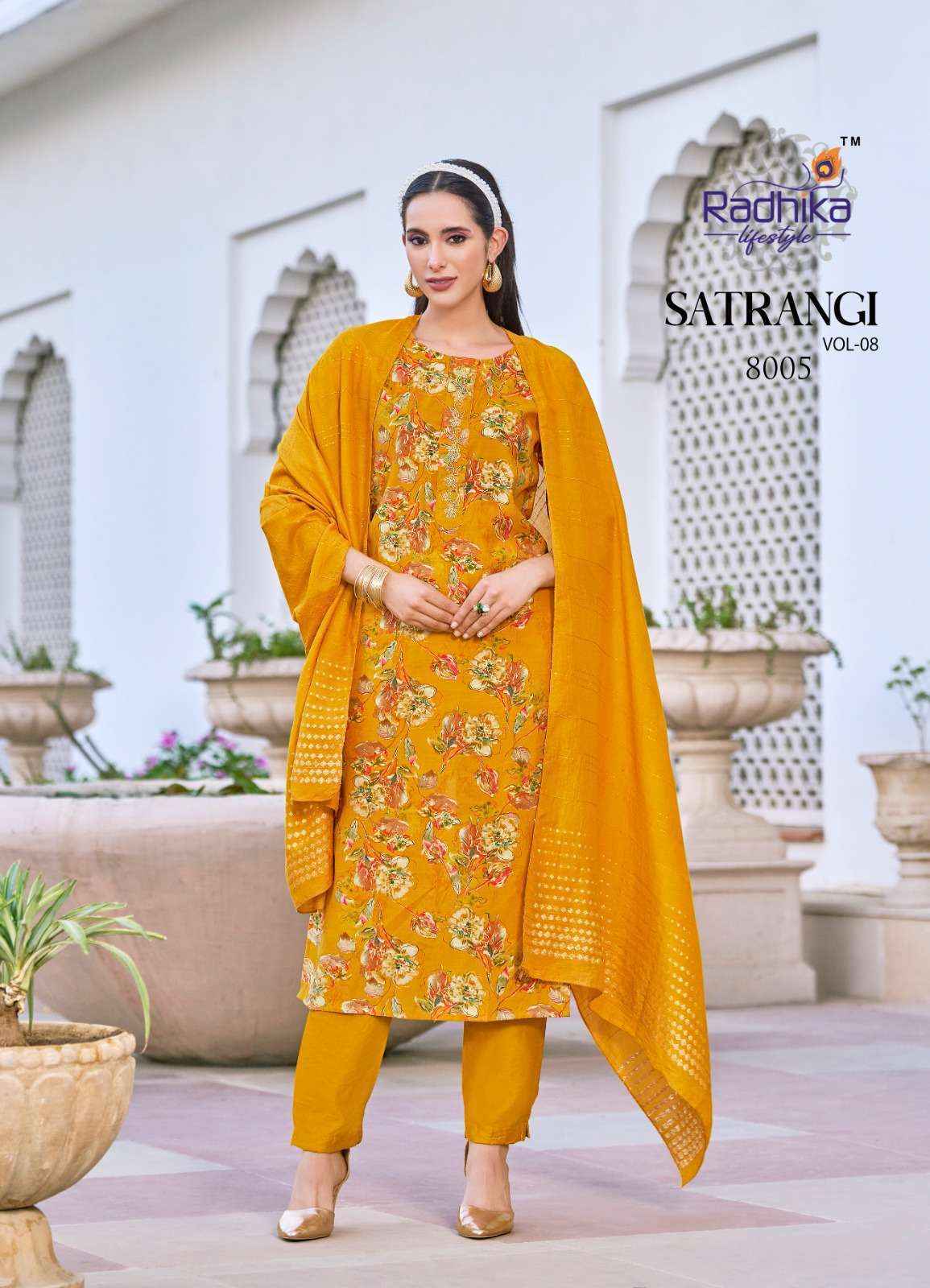 Radhika Lifestyle Satrangi Vol 8 Chanderi Kurti Combo 6 pcs Catalogue
