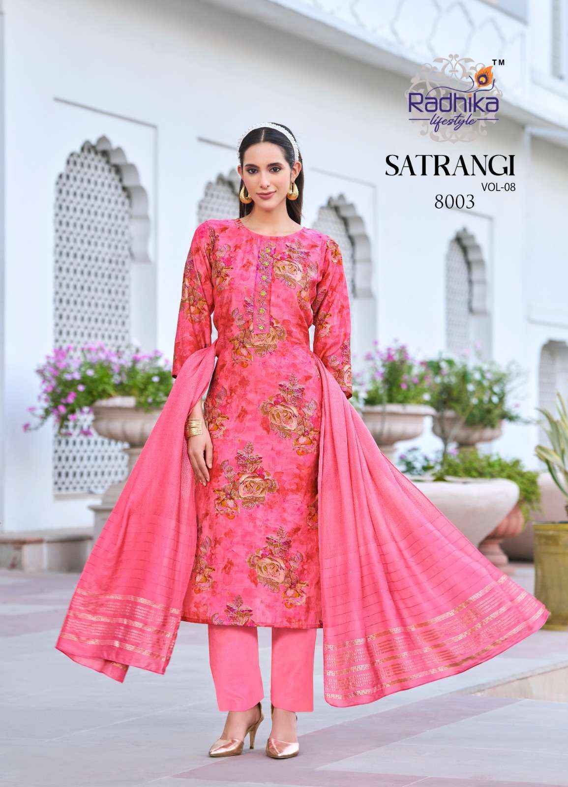 Radhika Lifestyle Satrangi Vol 8 Chanderi Kurti Combo 6 pcs Catalogue