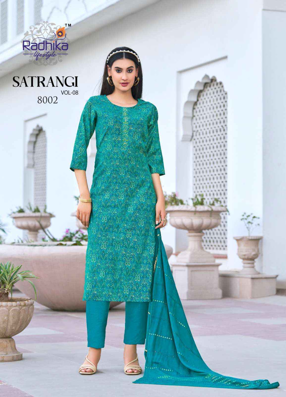 Radhika Lifestyle Satrangi Vol 8 Chanderi Kurti Combo 6 pcs Catalogue
