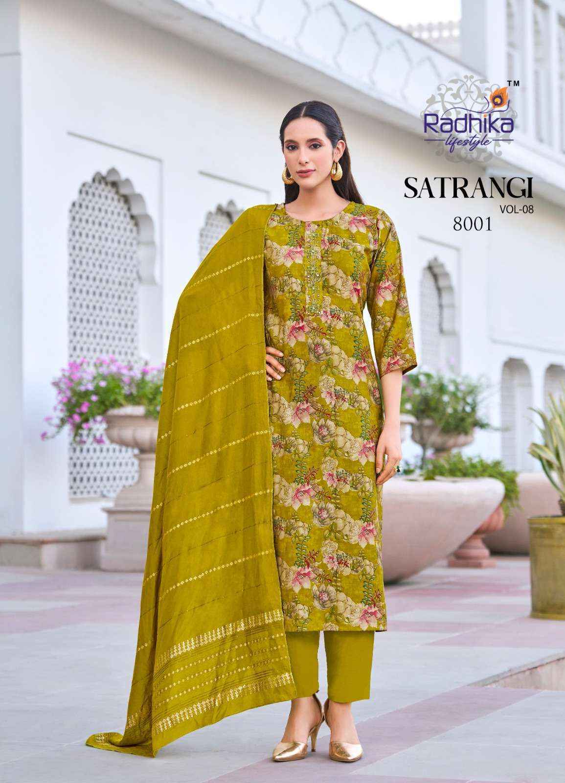 Radhika Lifestyle Satrangi Vol 8 Chanderi Kurti Combo 6 pcs Catalogue