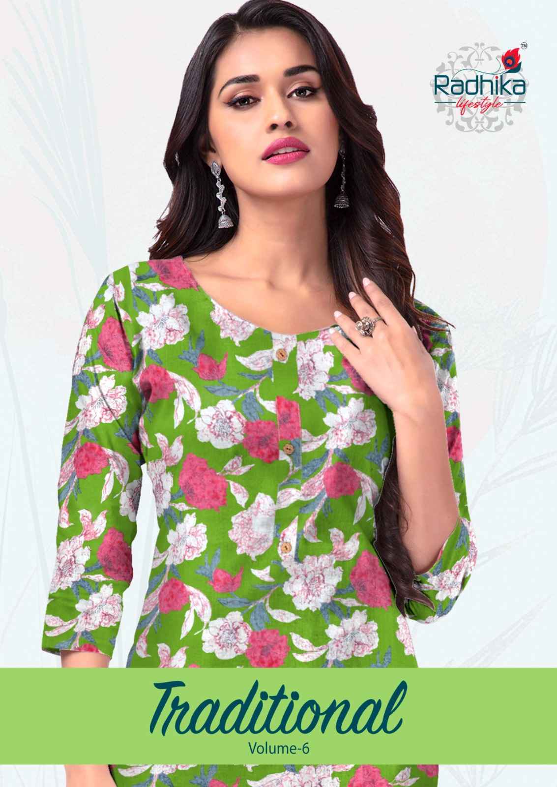 Radhika Lifestyle Traditional Vol-6 Cotton Kurti (10 pcs Catalogue)