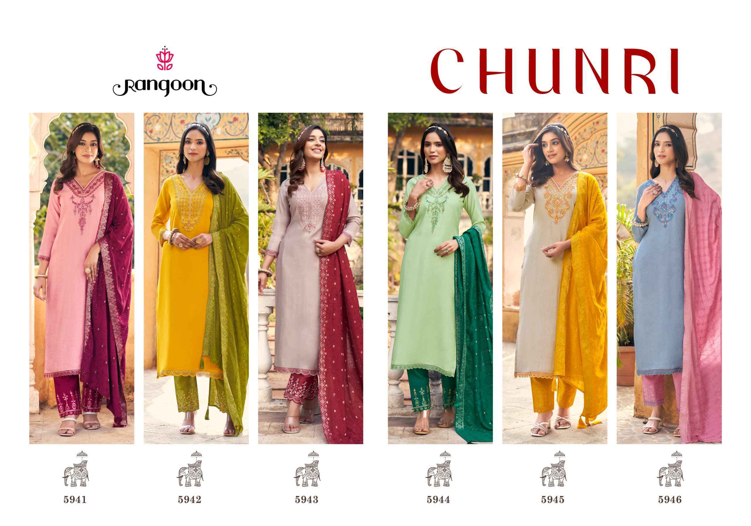 Rangoon Chunri Viscouse Kurti Combo 6 pcs Catalogue