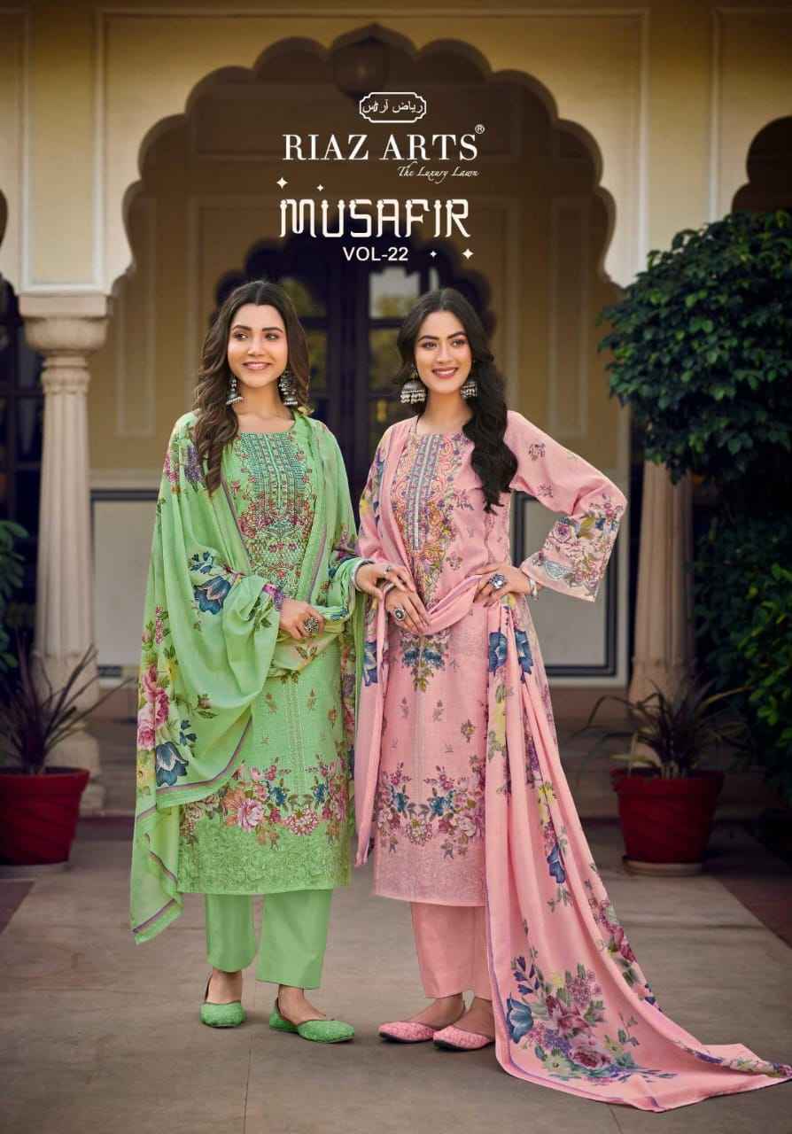 Riaz Arts Musafir Vol 22 Lawn Cotton Dress Material 6 pcs Catalogue