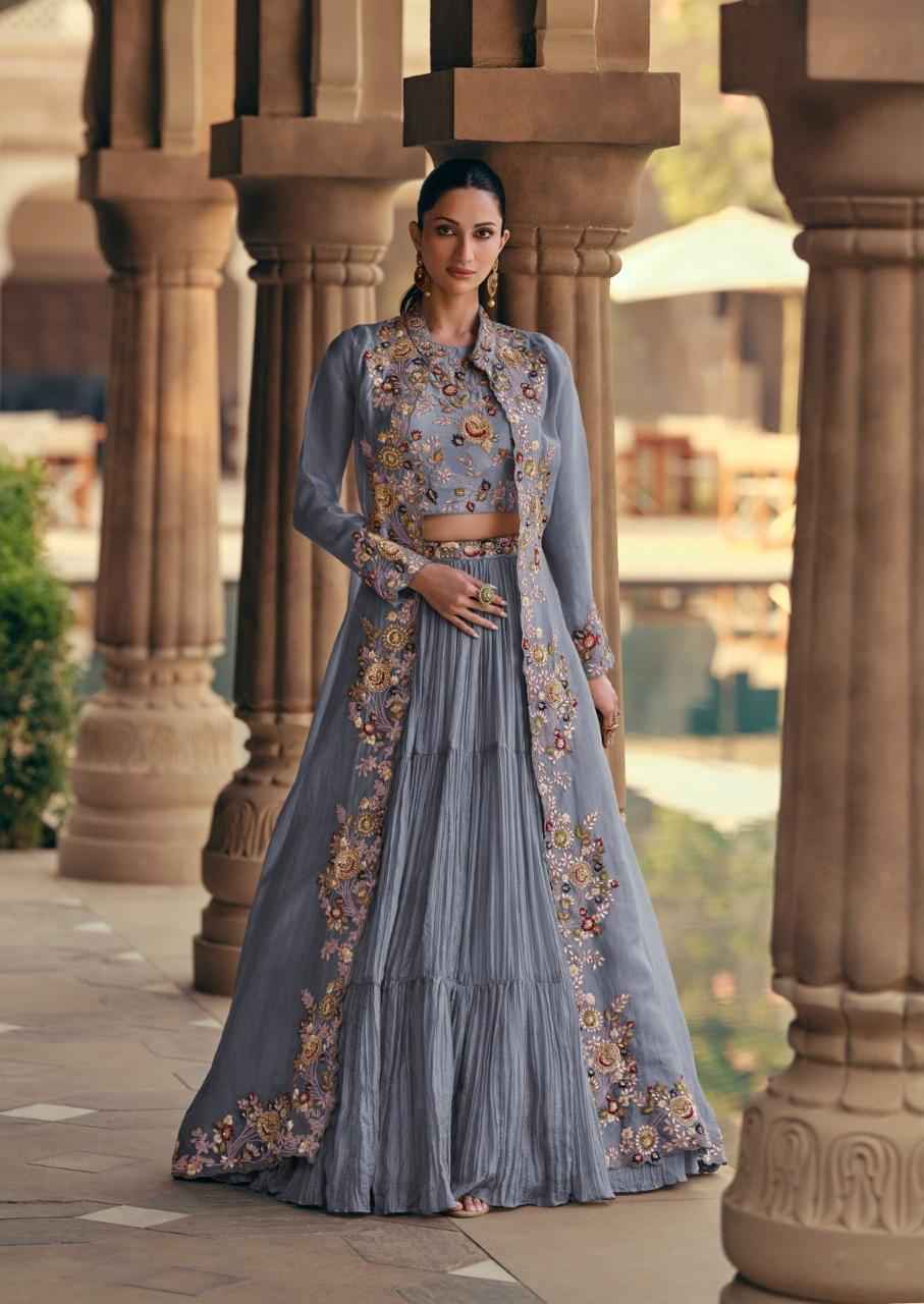 Sayuri Designer Mahotsav Gold Readymade Chinon Silk Dress 4 pcs Catalogue