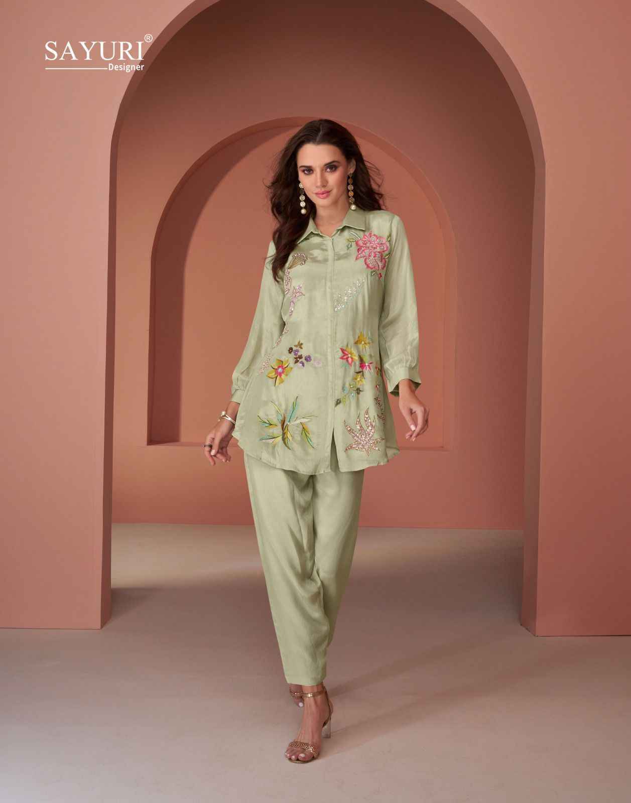Sayuri Designer Pearl Silk Co Ord Set (5 pcs Catalogue)
