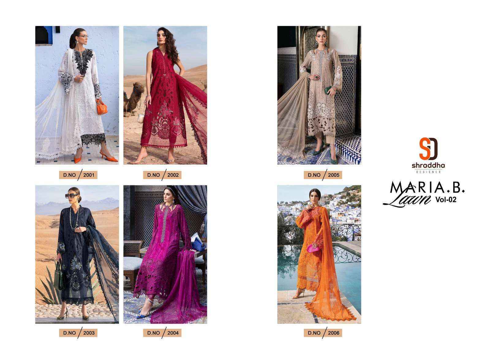 Shraddha Designer Maria B Lawn Vol 2 Cotton Dress Material 6 pcs Catalogue